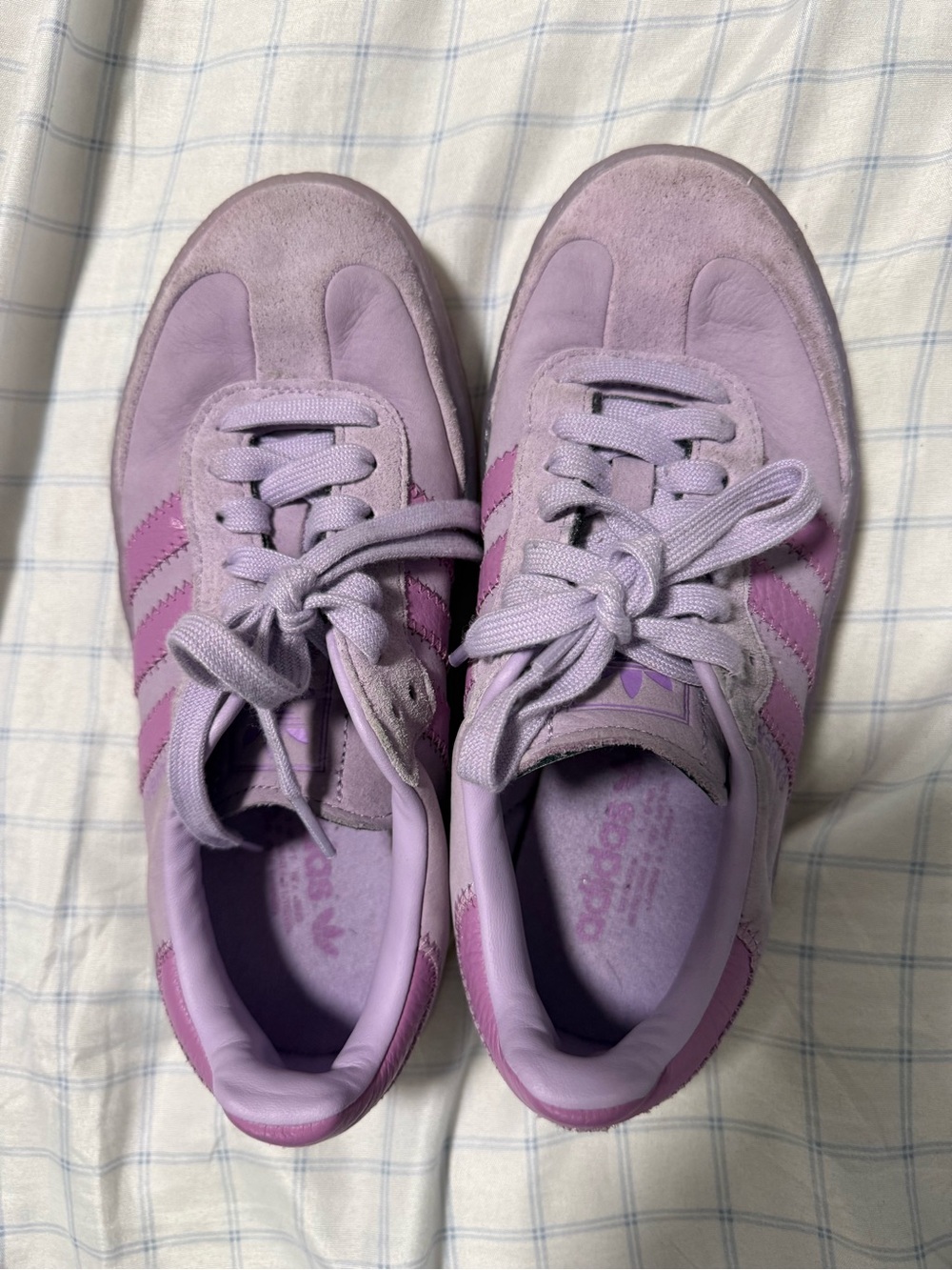 adidas Women's Lavender and Pink Suede Low-Top Sneakers